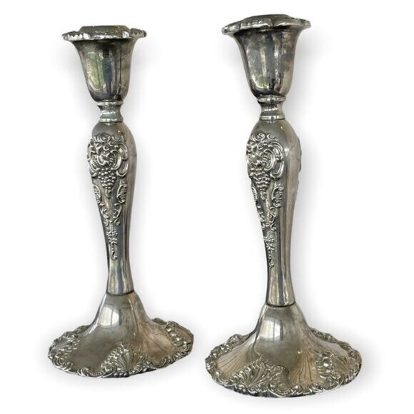 GODINGER vintage silver plate candlesticks pair - Picture 1 of 9